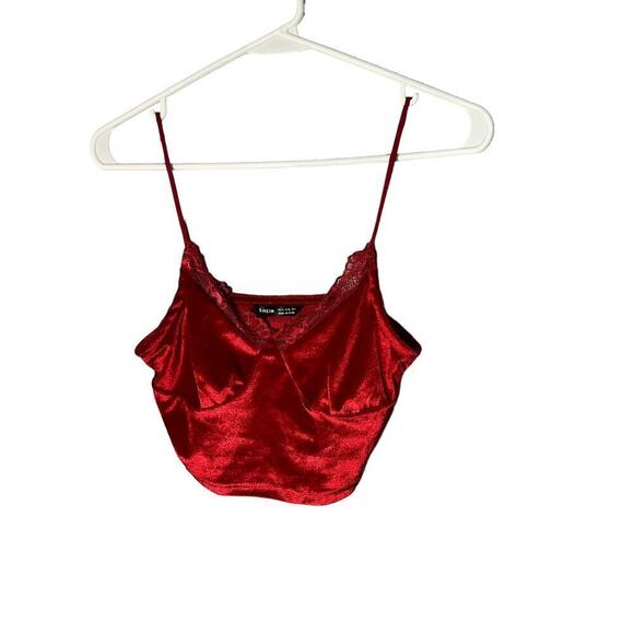Shein Red Velvet Bralette Size Small - Picture 1 of 5